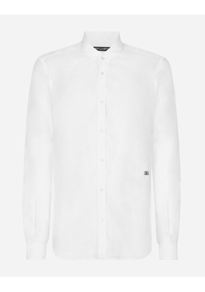 Dolce & Gabbana Linen Martini-fit Shirt With Dg Hardware - Man Shirts White Linen 41