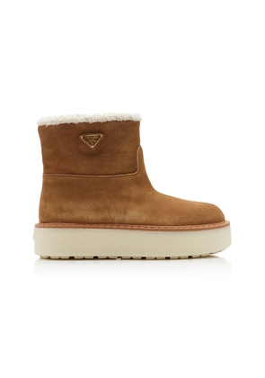 Prada Evolve Shearling-Lined Suede Ankle Boots - Moda Operandi
