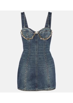 Area Claw embellished denim minidress