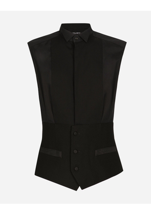 Dolce & Gabbana Sleeveless Cotton Tuxedo Shirt - Man Shirts Black 42