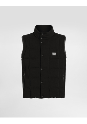 Dolce & Gabbana Jersey Vest With Branded Tag - Man Coats And Jackets Black Cotton 44
