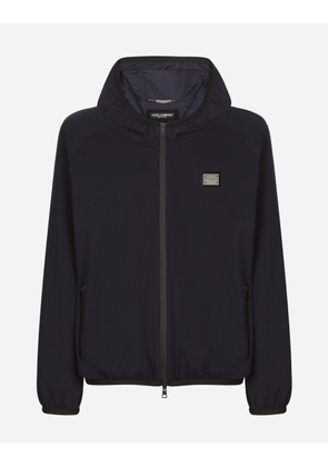 Dolce & Gabbana Jersey Jacket With Hood - Man Coats And Jackets Blue 44