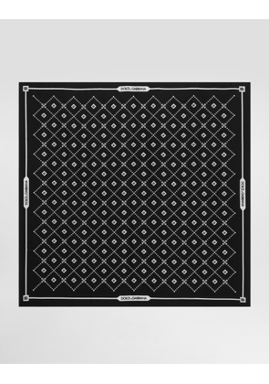 Dolce & Gabbana 70x70 Silk Twill Scarf With Micro-design And Logo - Man Scarves And Silks Multicolor Onesize