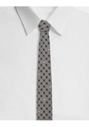 Dolce & Gabbana Silk Jacquard Tie With Micro-designs And Dg Logo - Man Ties And Pocket Squares Print Onesize