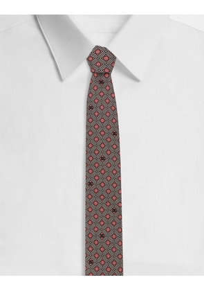 Dolce & Gabbana Silk Jacquard Tie With Micro-designs And Dg Logo - Man Ties And Pocket Squares Print Onesize
