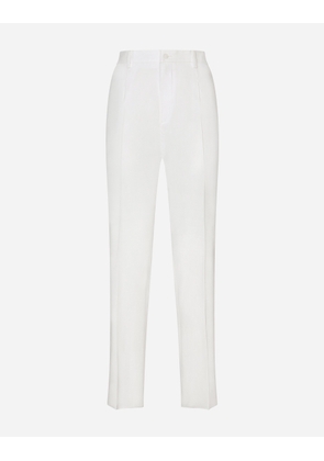 Dolce & Gabbana Stretch Cotton Pants With Branded Tag - Man Pants And Shorts White Cotton 52