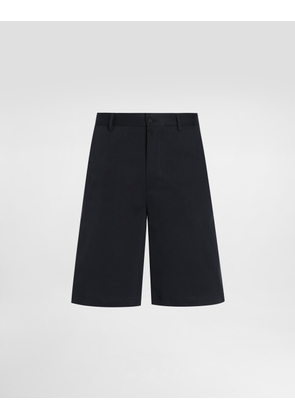 Dolce & Gabbana Stretch Cotton Shorts With Branded Tag - Man Pants And Shorts Blue Cotton 52