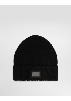 Dolce & Gabbana Cashmere And Wool Hat With Branded Tag - Man Hats And Gloves Black Wool Onesize