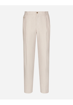 Dolce & Gabbana Pinstripe Linen Pants - Man Pants And Shorts Multicolor 44