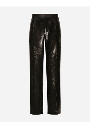 Dolce & Gabbana Sequined Straight-leg Pants - Man Pants And Shorts Black Sequins 44