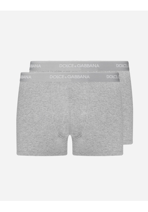 Dolce & Gabbana Stretch Cotton Boxers Two-pack - Man Underwear And Loungewear Gray Cotton 3