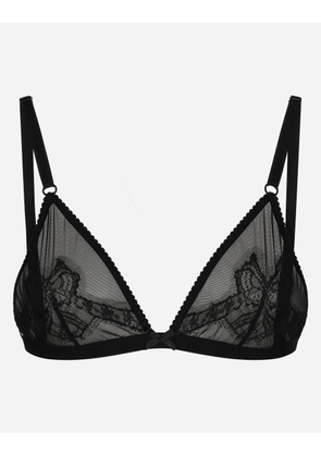 Dolce & Gabbana Lace And Tulle Soft-cup Triangle Bra - Woman Underwear Black 2