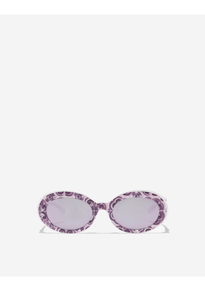 Dolce & Gabbana Maiolica Viola Sunglasses - Woman Sunglasses Violet Maiolica Print Onesize