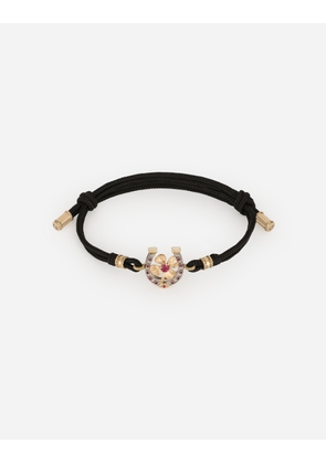 Dolce & Gabbana Good Luck Bracelet Fabric With A Pendant In 18 Carat Yellow Gold - Man Bracelets Gold M