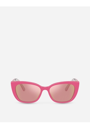 Dolce & Gabbana Happy Garden Sunglasses - Woman Sunglasses Pink On Flowers Print Onesize