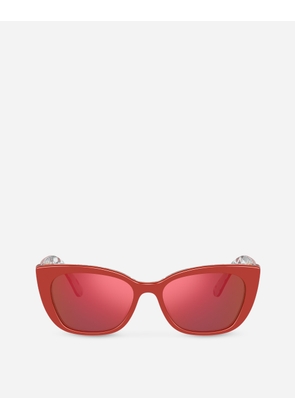 Dolce & Gabbana Happy Garden Sunglasses - Woman Sunglasses Red On Flowers Print Onesize