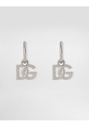 Dolce & Gabbana Hoop Earrings With Dg Logo Pendants - Man Bijoux Silver Metal Onesize