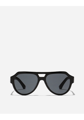 Dolce & Gabbana Mirror Logo Sunglasses - Woman Sunglasses Black Acetate Onesize