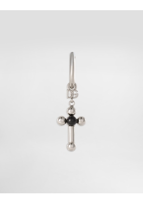 Dolce & Gabbana Creole Single Earring With Pin And Cross - Man Bijoux Silver Metal Onesize