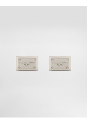 Dolce & Gabbana Cufflinks With Logo Tag - Man Silver Metal Onesize