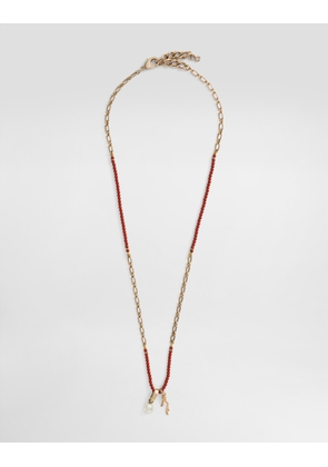 Dolce & Gabbana Metal Necklace With Gemstones And Charms - Man Bijoux Gold Metal Onesize