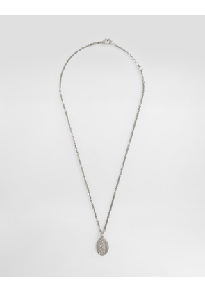 Dolce & Gabbana Metal Necklace With Engraved Medallion - Man Bijoux Silver Metal Onesize