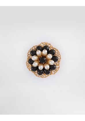 Dolce & Gabbana Metal Brooch With Rhinestones - Man Bijoux Gold Metal Onesize