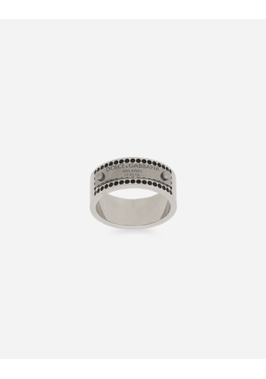 Dolce & Gabbana Rhinestone-detailed Tag Ring - Man Bijoux Grey Metal M