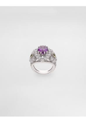 Dolce & Gabbana Eleganza Ring 18-carat White Gold, Amethyst, Peridots, And Sapphires - Woman Rings White 54