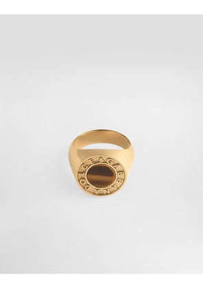 Dolce & Gabbana Logo Ring With Stone - Man Bijoux Gold Metal M