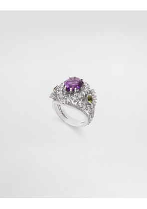 Dolce & Gabbana Eleganza Ring 18-carat White Gold, Amethyst, Peridots, And Sapphires - Woman Rings White 54