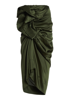 Dries Van Noten Solla Draped Stretch Silk-Satin Midi Skirt - Moda Operandi