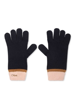 Chloe Kids Logo Embossed Knit Gloves