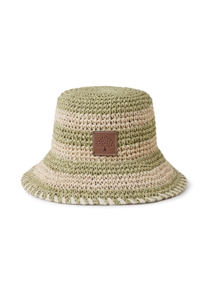 Mulberry Women's Horizontal Striped Bucket Hat Linen Green