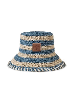 Mulberry Women's Horizontal Striped Bucket Hat Brighton Blue