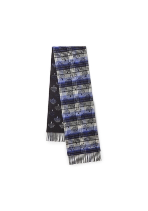 Mulberry Women's Mulberry Heritage Check & Tree Scarf Black-Cobalt Blue