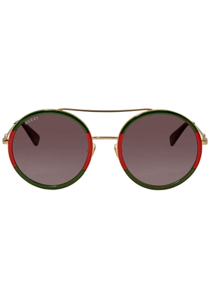 Gucci Green Gradient Round Ladies Sunglasses GG0061S 003 56