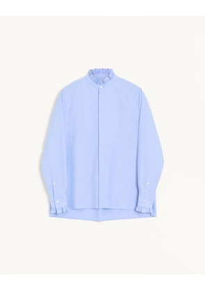 Valentino Cotton Shirt With Plastron And Ruffles Man SKY BLUE 37