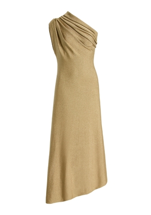 Khaite Coast One-Shoulder Metallic-Knit Midi Dress - Moda Operandi