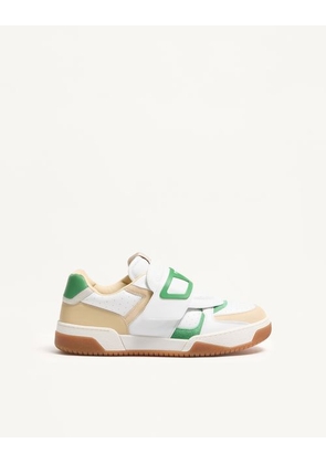 Valentino Garavani Joie De Jouer Low-Top Trainer In Nappa Calfskin Man WHITE/SHELL/GREEN 39