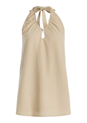 ELCE Exclusive Sidney Striped Cotton-Blend Seersucker Mini Halter Dress - Moda Operandi