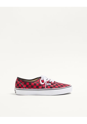 Valentino Garavani Valentino Garavani And Vans Low-Top Trainer In Fabric With VLogo Checkerboard Print Man ROUGE PUR/BLACK 40