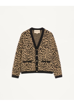 Valentino Valentino Wool Cardigan with Fauve Eclat Animal Print Jacquard Man ANIMAL PRINT L