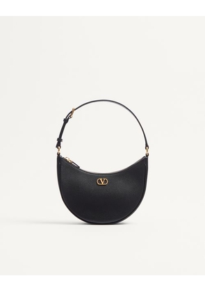 Valentino Garavani Vlogo Signature Mini Hobo Bag In Grainy Calfskin Woman BLACK UNI