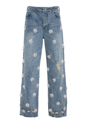 SIMKHAI Jude Stretch High-Rise Croppd Wide-Leg Jeans - Moda Operandi