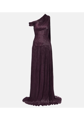 Marmar Halim Draped pleated silk chiffon gown
