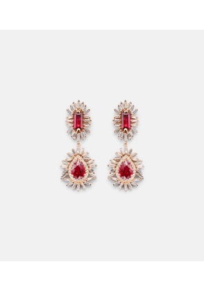 Suzanne Kalan Doublet 18kt rose gold drop earrings with rubies and diamonds