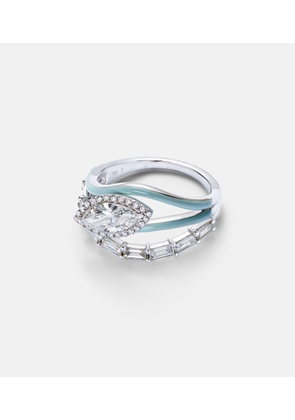 Kamyen Oasis 18kt white gold ring with diamonds and enamel