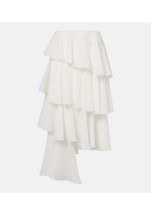 Alaia Asymmetric cotton and linen maxi skirt