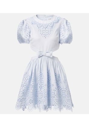 Self-Portrait Embroidered bow-detail cutout minidress